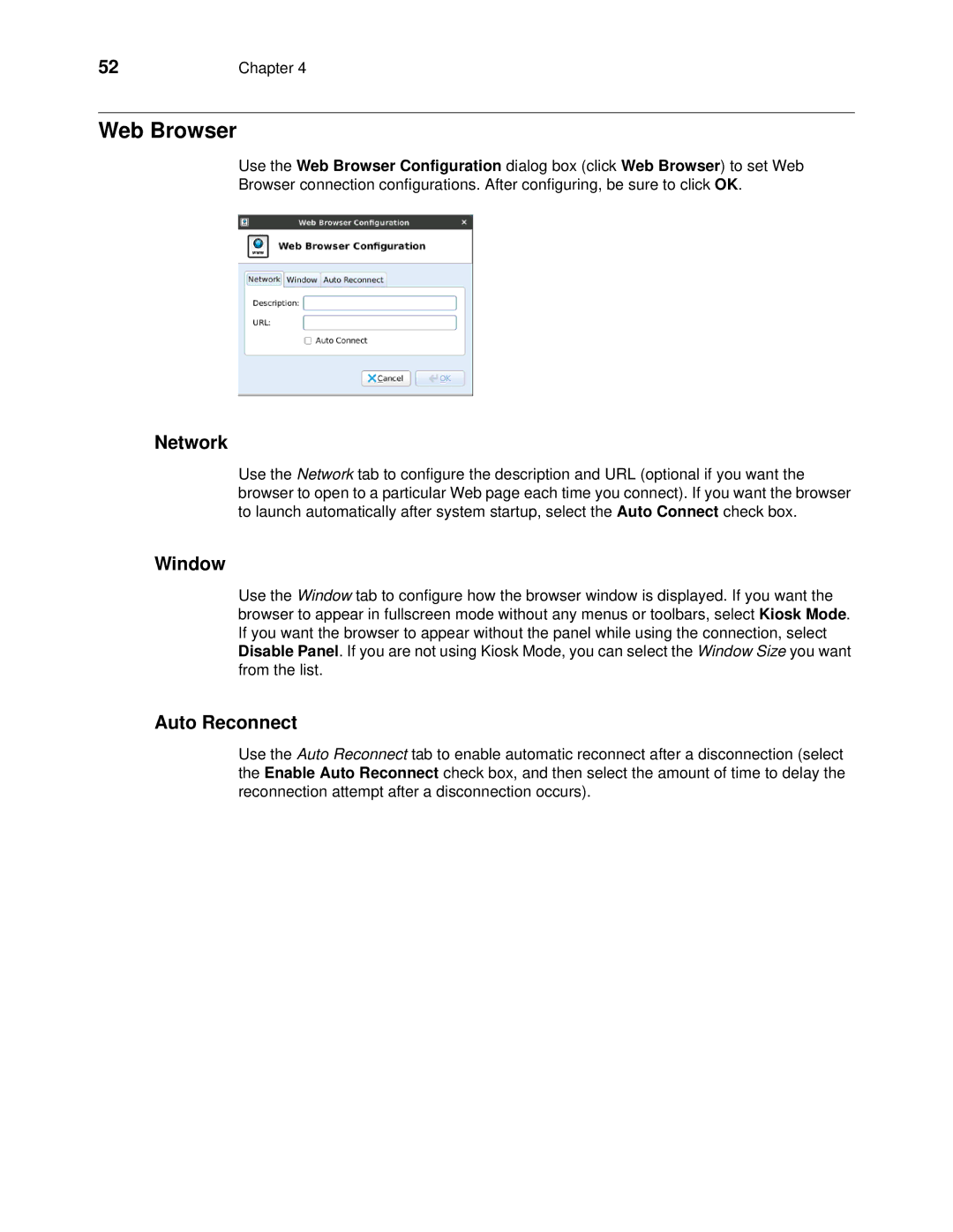 Wyse Technology 060413 manual Web Browser, Auto Reconnect 