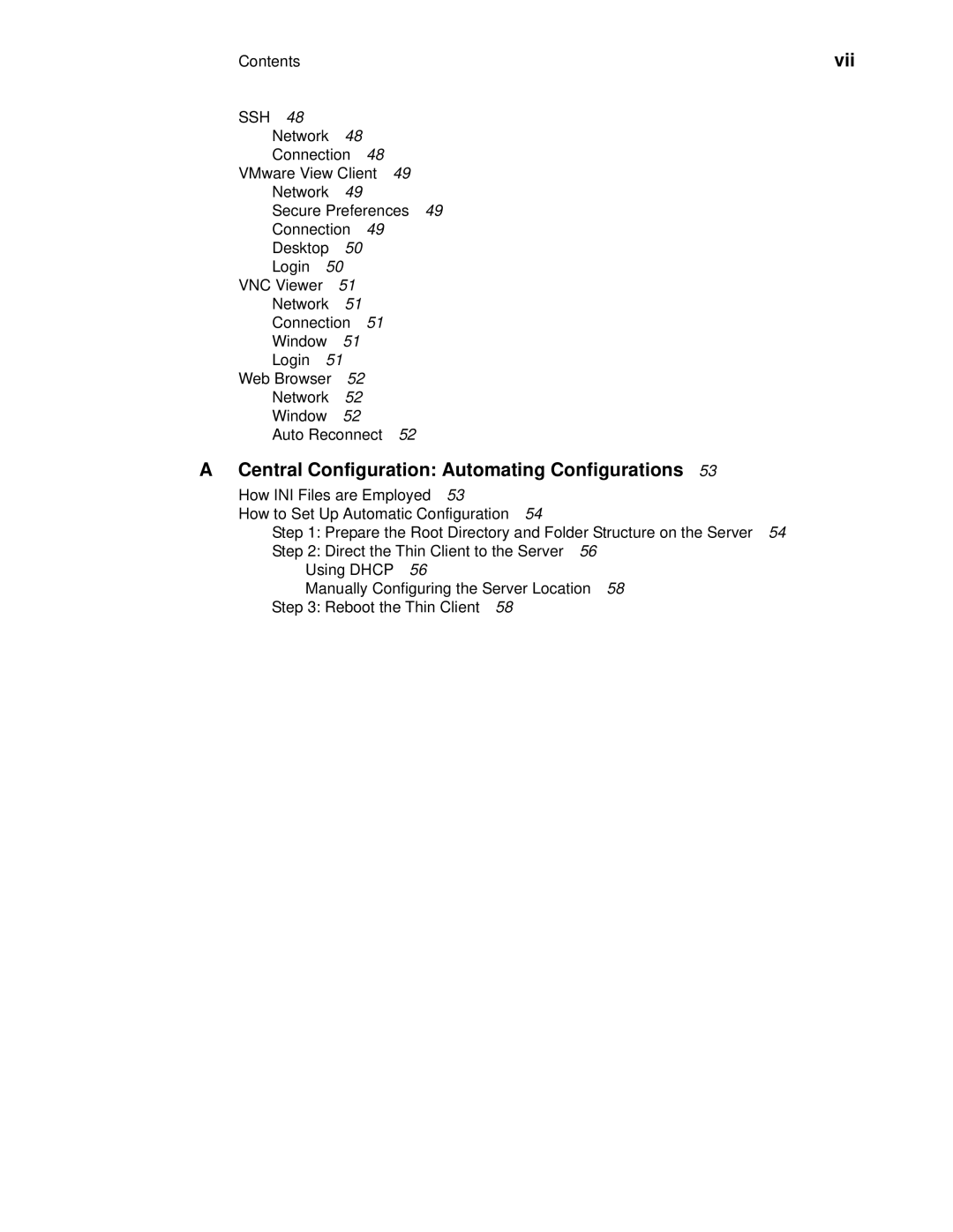 Wyse Technology 060413 manual Vii, Central Configuration Automating Configurations 