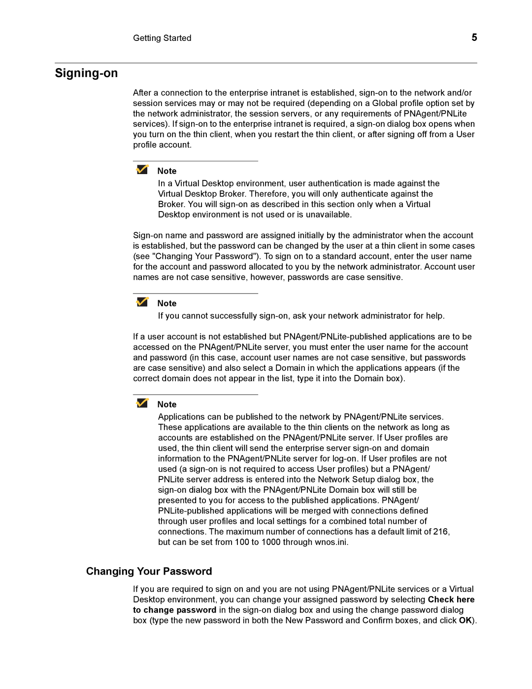 Wyse Technology 883681-08 Rev. E manual Signing-on, Changing Your Password 