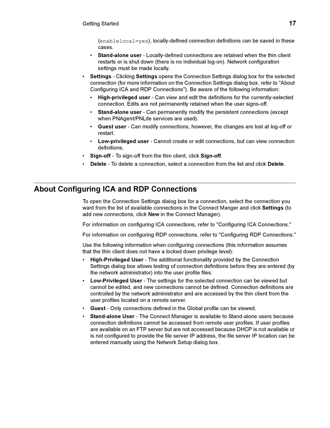 Wyse Technology 883681-08 Rev. E manual About Configuring ICA and RDP Connections 