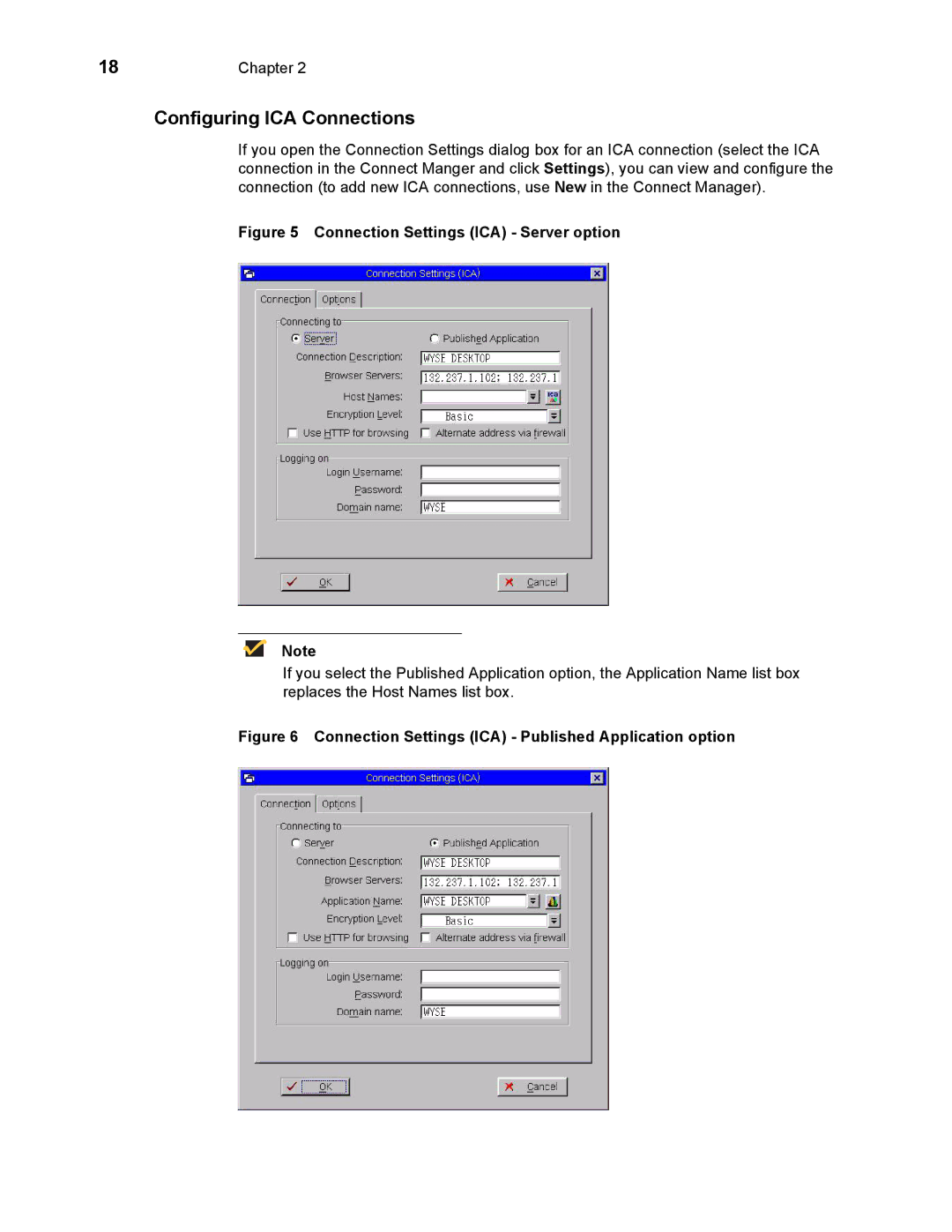 Wyse Technology 883681-08 Rev. E manual Configuring ICA Connections, Connection Settings ICA Server option 