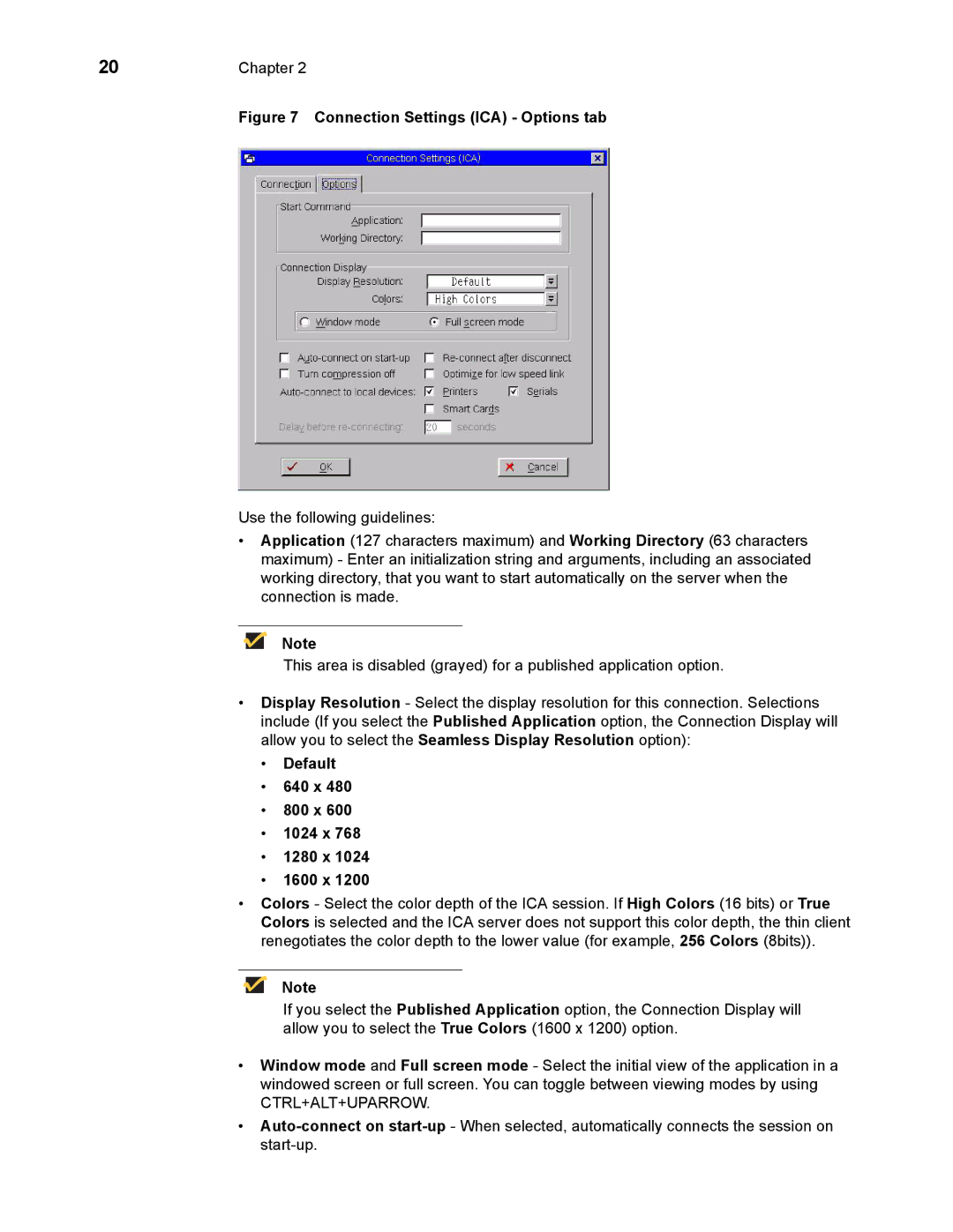 Wyse Technology 883681-08 Rev. E manual Connection Settings ICA Options tab 