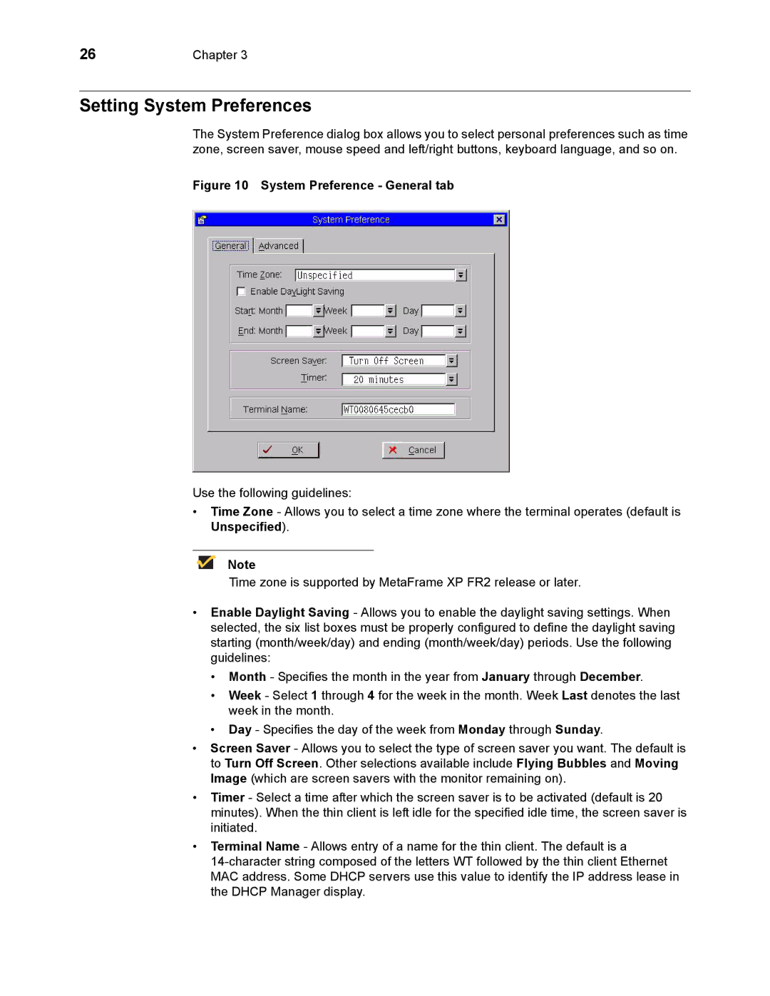 Wyse Technology 883681-08 Rev. E manual Setting System Preferences, System Preference General tab 