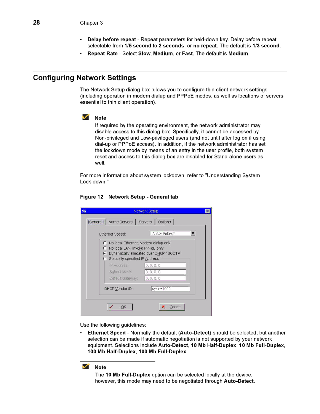 Wyse Technology 883681-08 Rev. E manual Configuring Network Settings, Network Setup General tab 