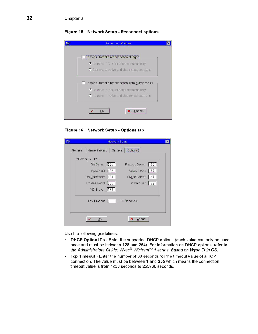 Wyse Technology 883681-08 Rev. E manual Network Setup Reconnect options 