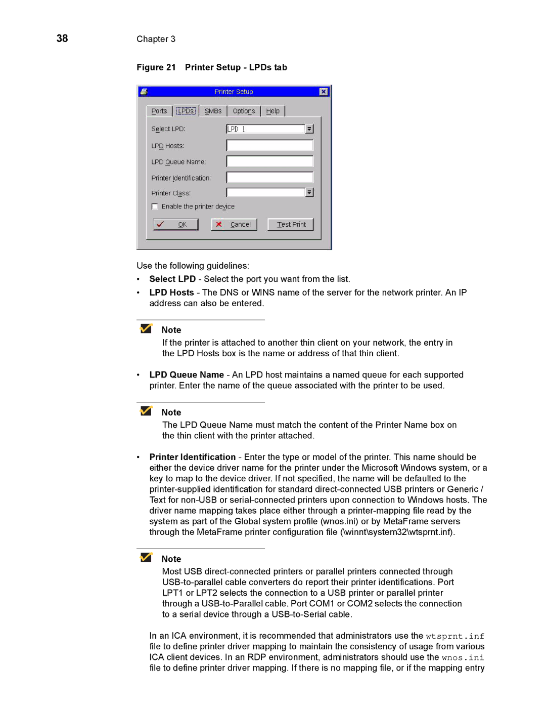 Wyse Technology 883681-08 Rev. E manual Printer Setup LPDs tab 