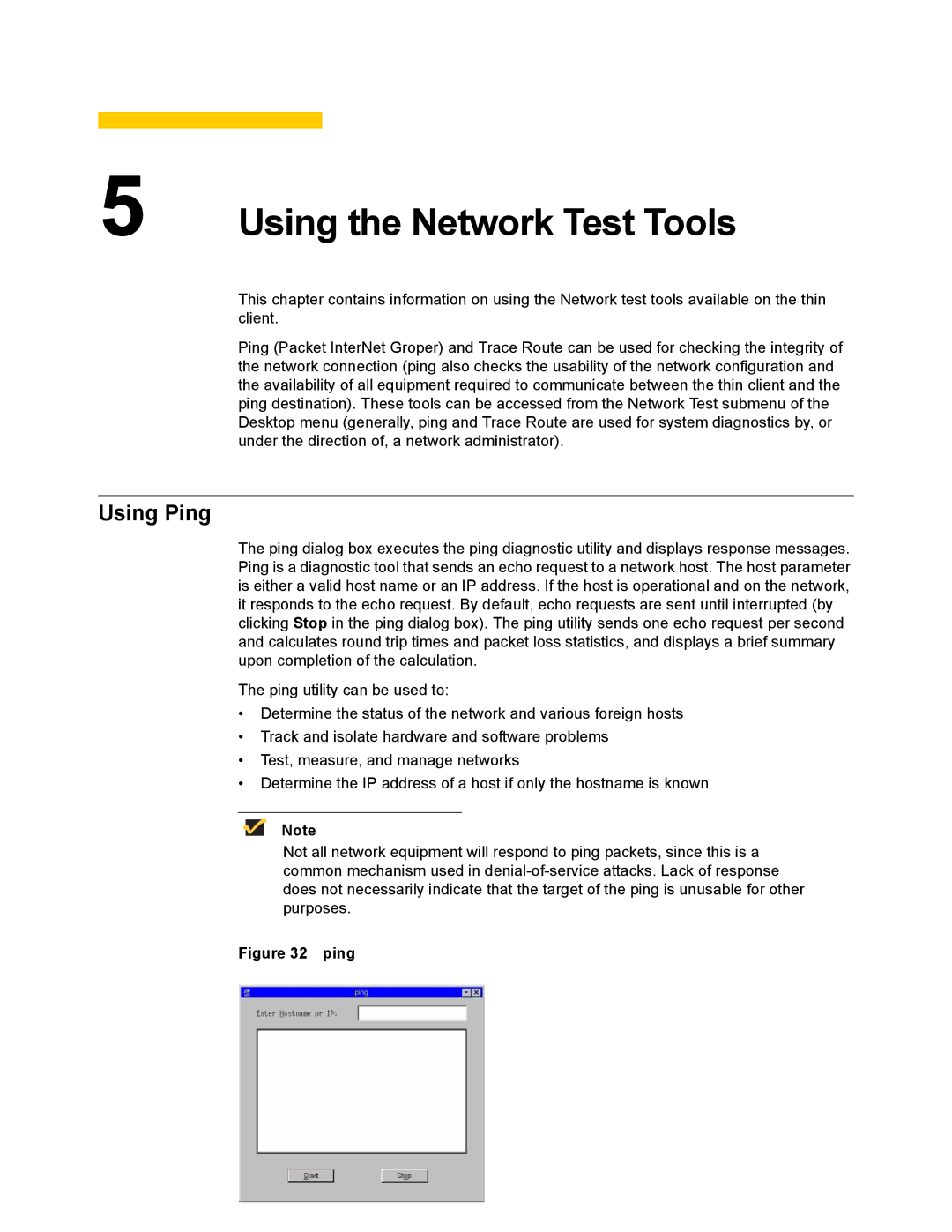 Wyse Technology 883681-08 Rev. E manual Using the Network Test Tools, Using Ping 