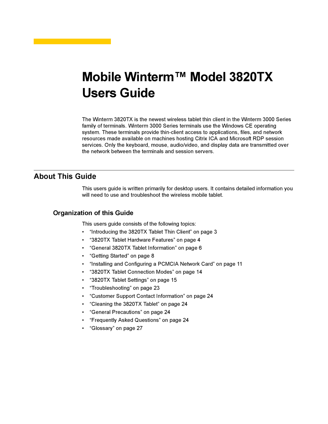 Wyse Technology 3820TX manual About This Guide, Organization of this Guide 