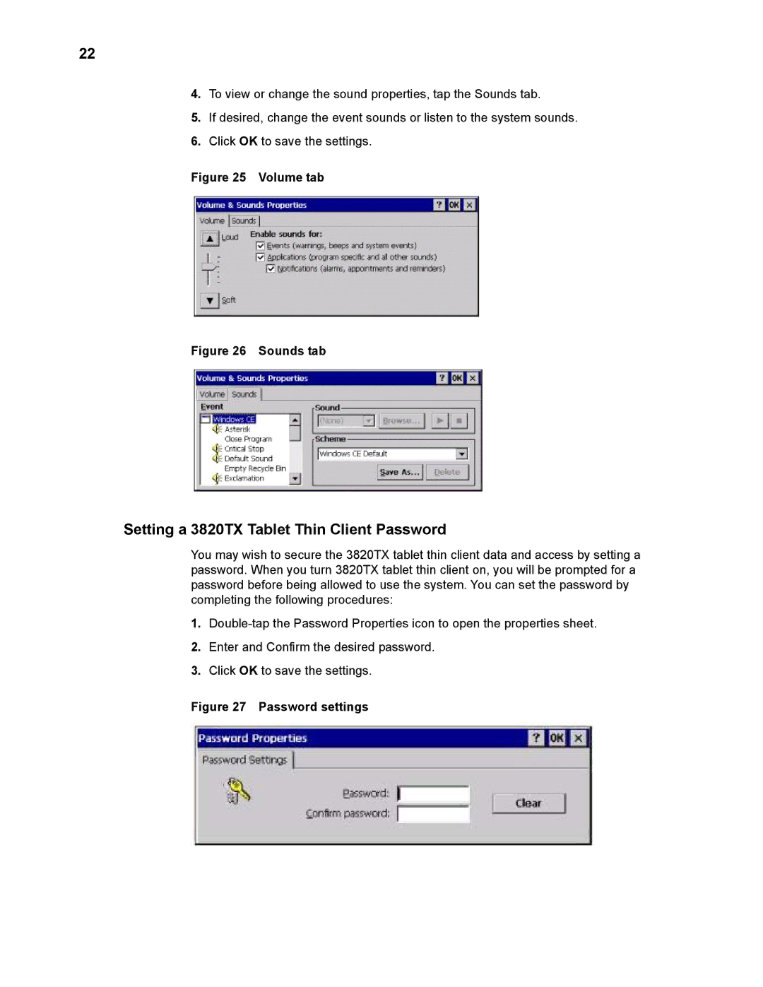 Wyse Technology manual Setting a 3820TX Tablet Thin Client Password, Volume tab 