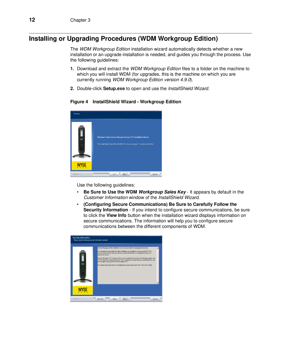 Wyse Technology 883886-01 Installing or Upgrading Procedures WDM Workgroup Edition, InstallShield Wizard Workgroup Edition 