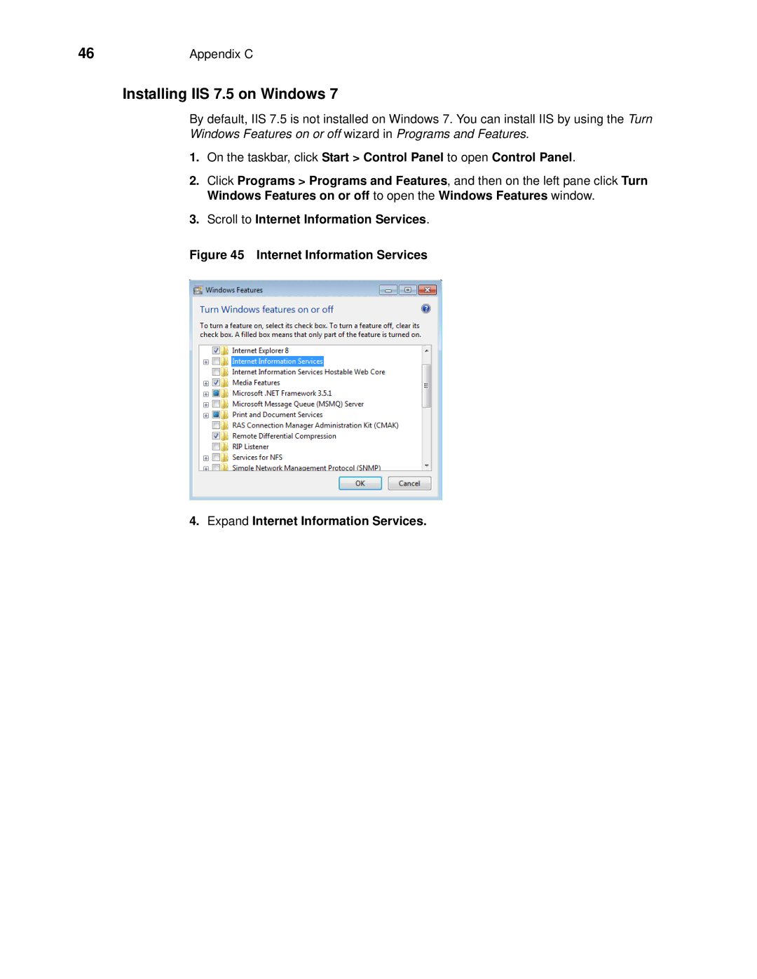 Wyse Technology 883886-01 manual Installing IIS 7.5 on Windows 