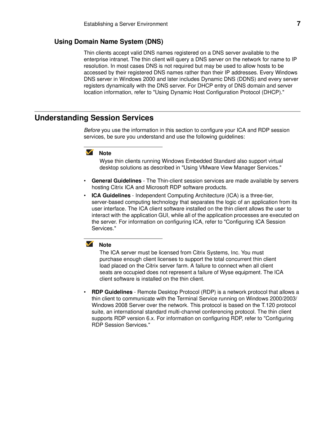 Wyse Technology 90955101L manual Understanding Session Services, Using Domain Name System DNS 