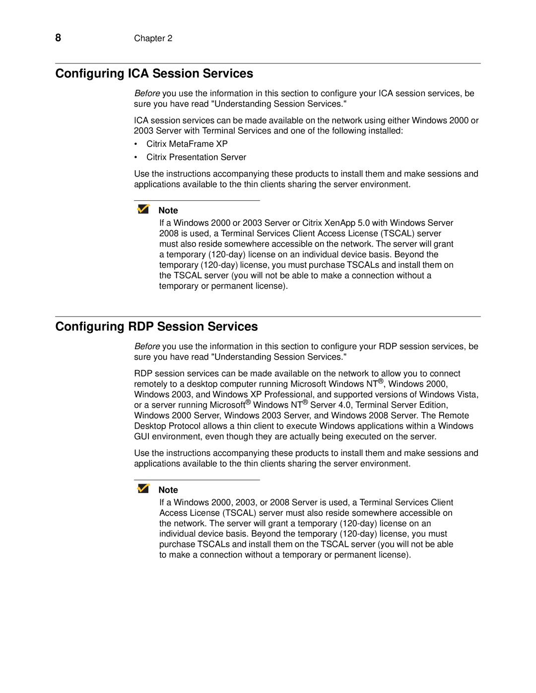 Wyse Technology 90955101L manual Configuring ICA Session Services, Configuring RDP Session Services 