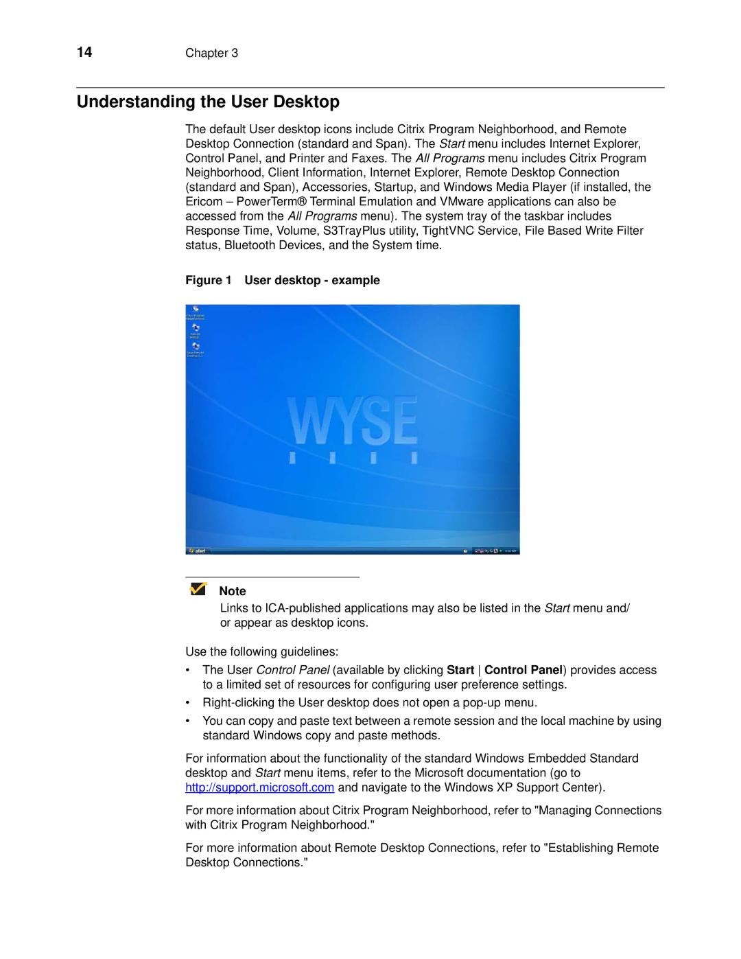 Wyse Technology 90955101L manual Understanding the User Desktop, User desktop example 