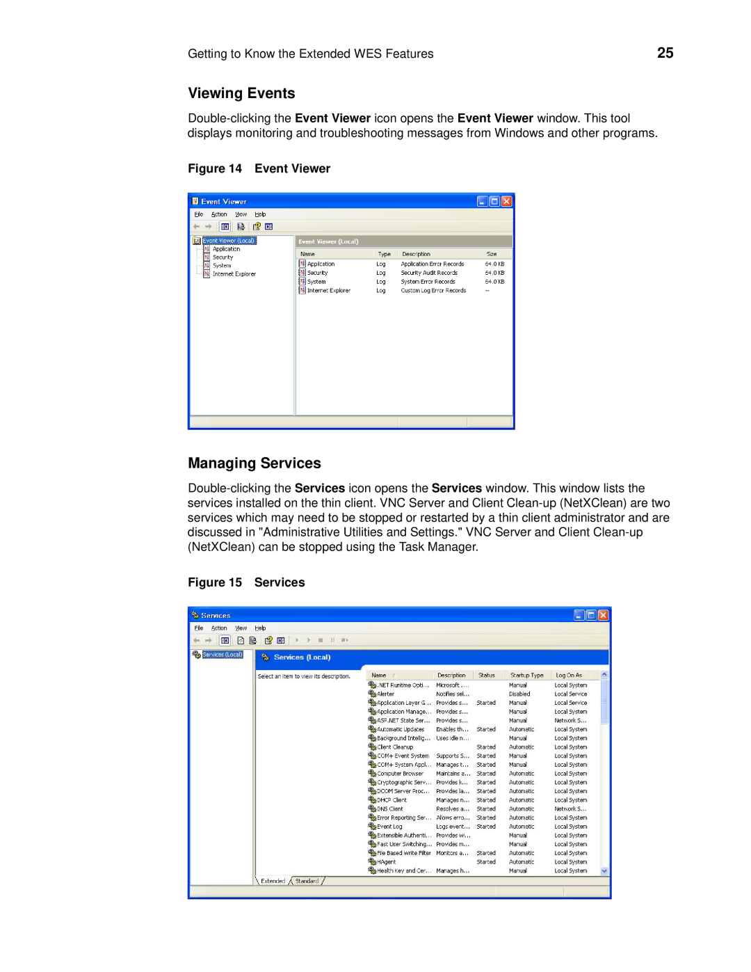 Wyse Technology 90955101L manual Viewing Events, Managing Services 