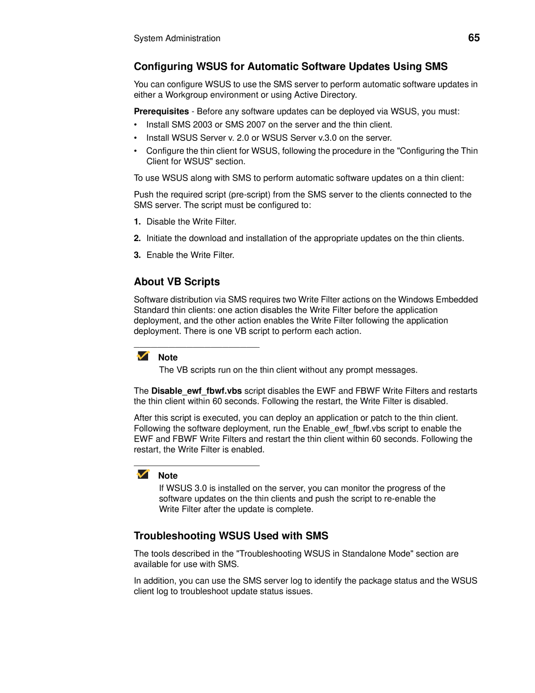 Wyse Technology 90955101L manual Configuring Wsus for Automatic Software Updates Using SMS, About VB Scripts 
