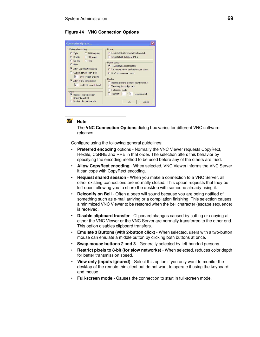 Wyse Technology 90955101L manual VNC Connection Options 