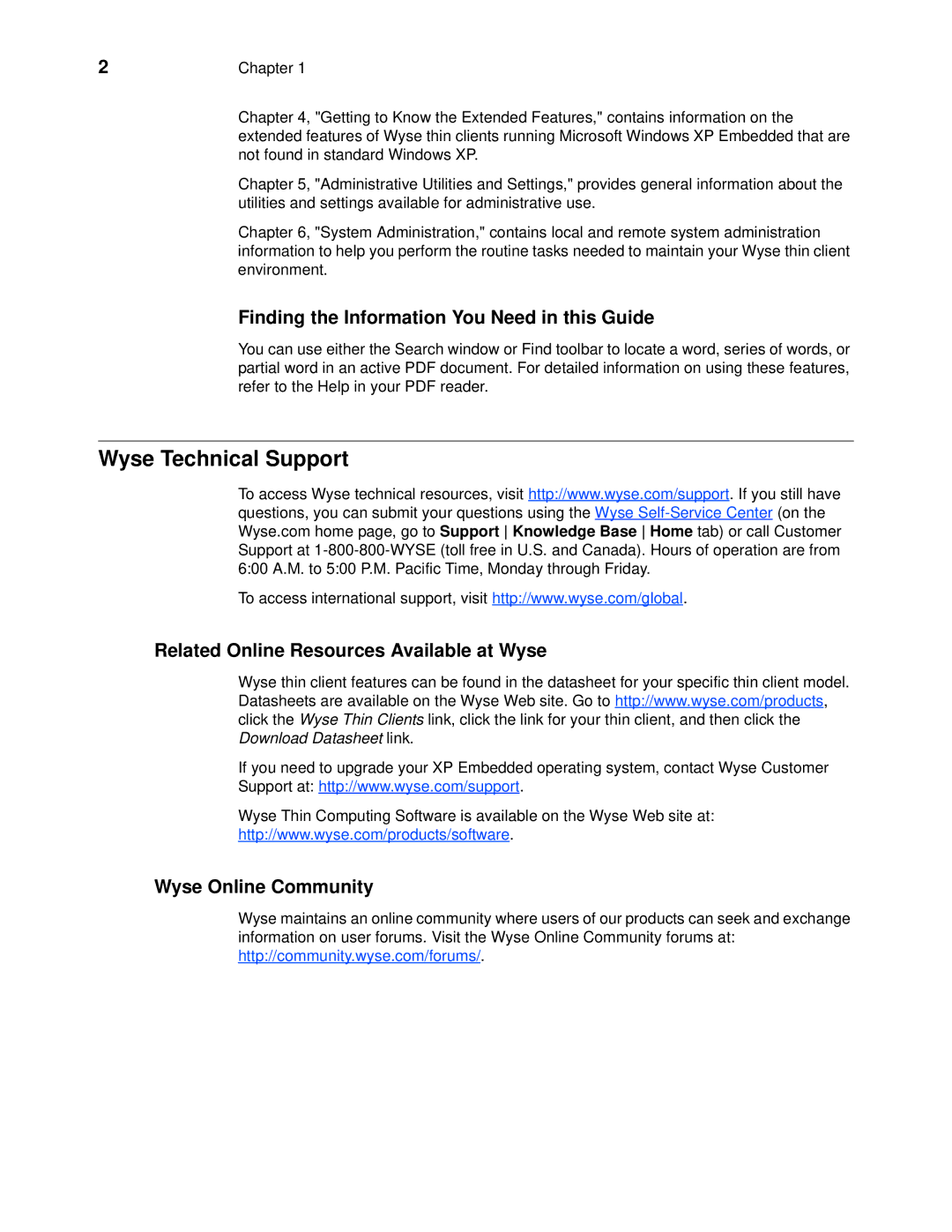 Wyse Technology R90L, C90LE Wyse Technical Support, Finding the Information You Need in this Guide, Wyse Online Community 