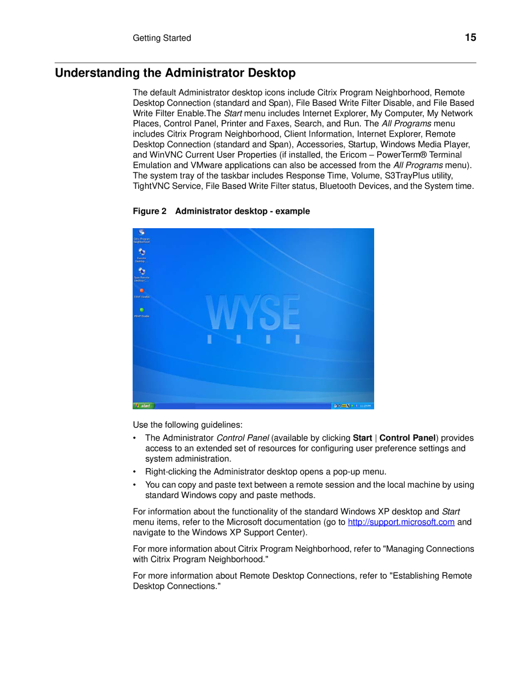 Wyse Technology C90LE, R90L manual Understanding the Administrator Desktop, Administrator desktop example 