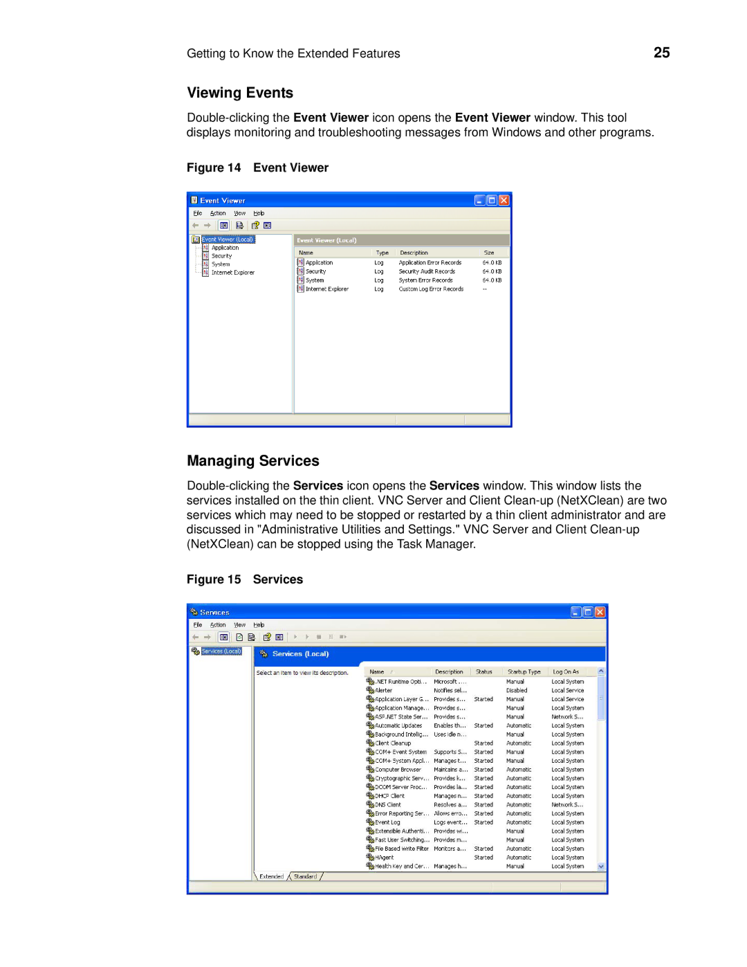 Wyse Technology C90LE, R90L manual Viewing Events, Managing Services 