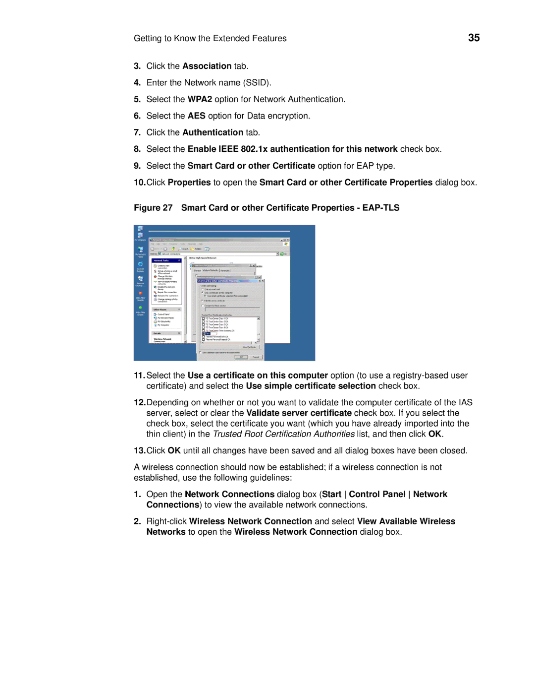 Wyse Technology C90LE, R90L manual Smart Card or other Certificate Properties EAP-TLS 