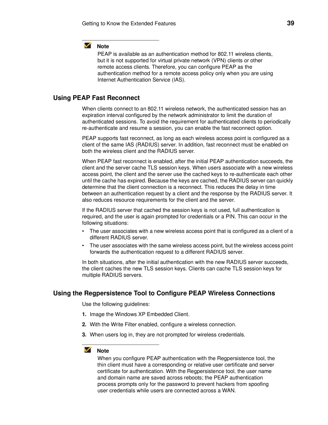 Wyse Technology C90LE, R90L manual Using Peap Fast Reconnect 