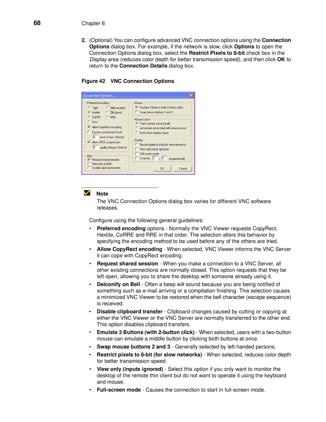 Wyse Technology R90L, C90LE manual VNC Connection Options 