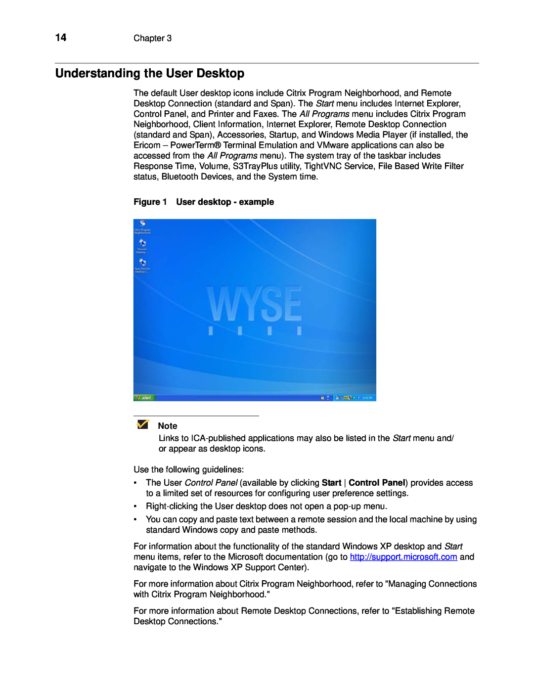Wyse Technology R90L, C90LE manual Understanding the User Desktop, User desktop - example 