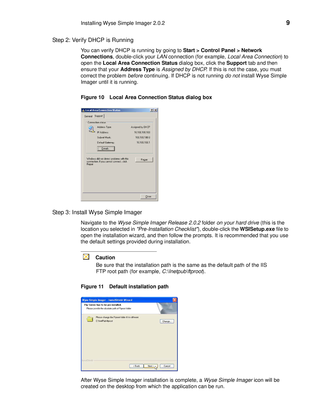 Wyse Technology Release 2.0.2 manual Verify Dhcp is Running, Local Area Connection Status dialog box 