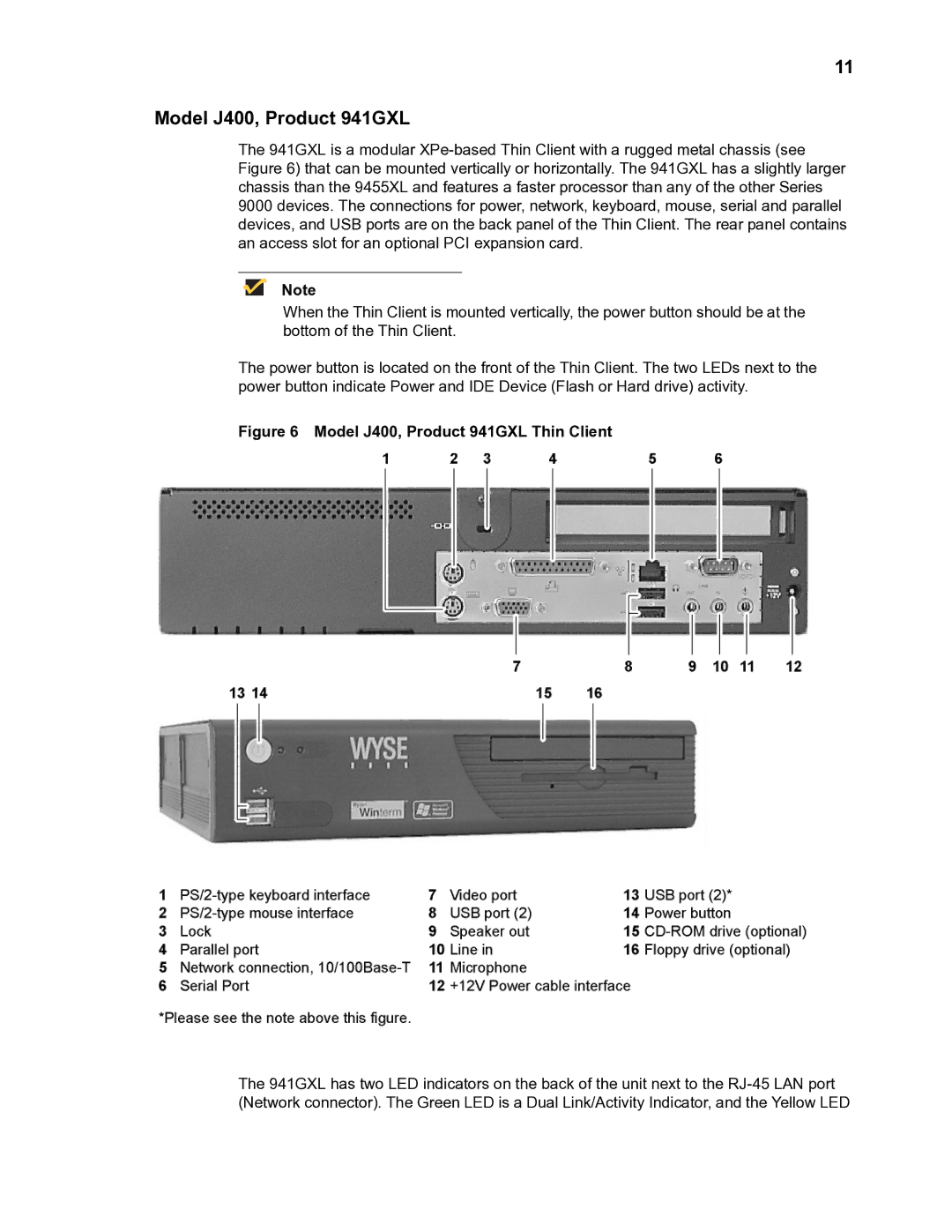 Wyse Technology TM 9000 Series manual Model J400, Product 941GXL Thin Client 