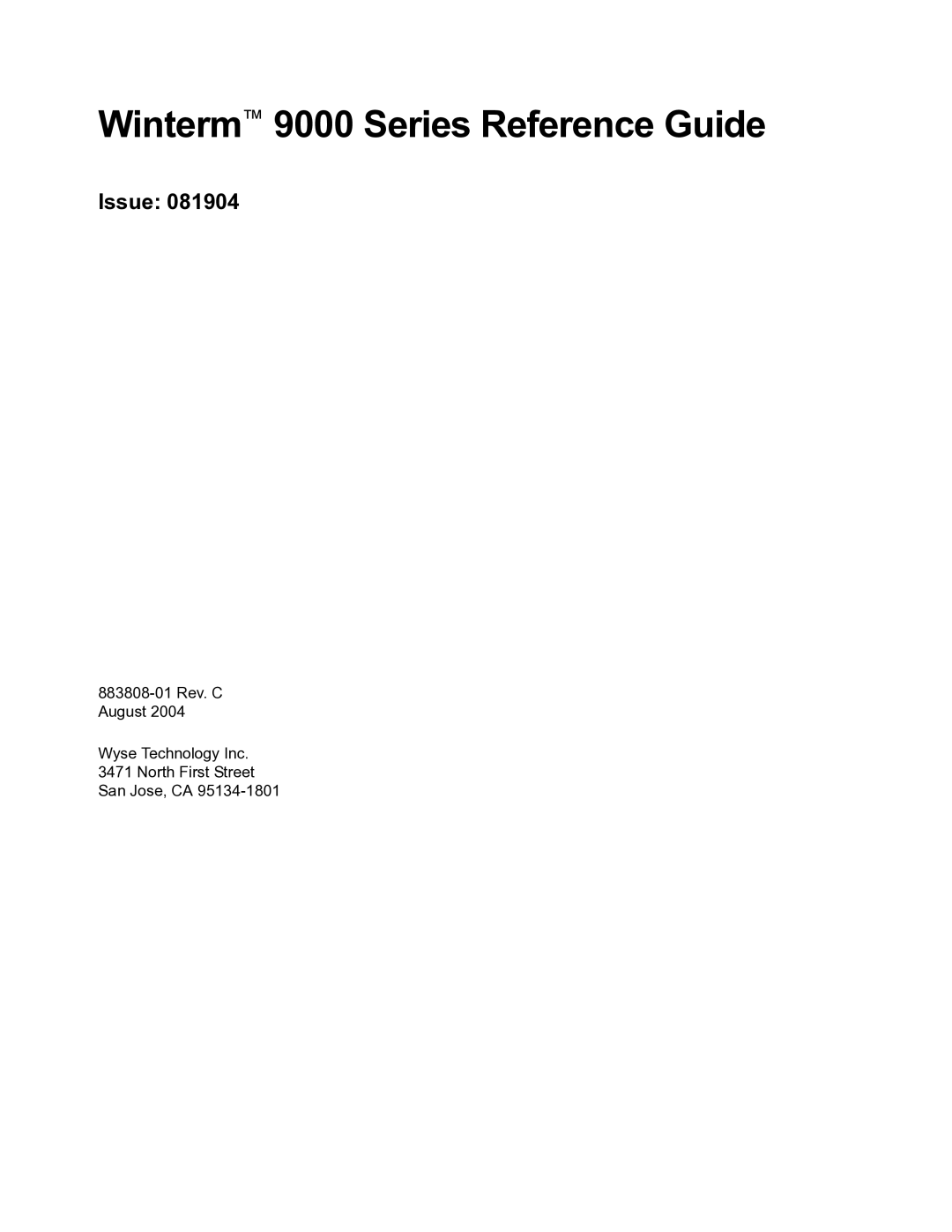 Wyse Technology TM 9000 Series manual Winterm 9000 Series Reference Guide 