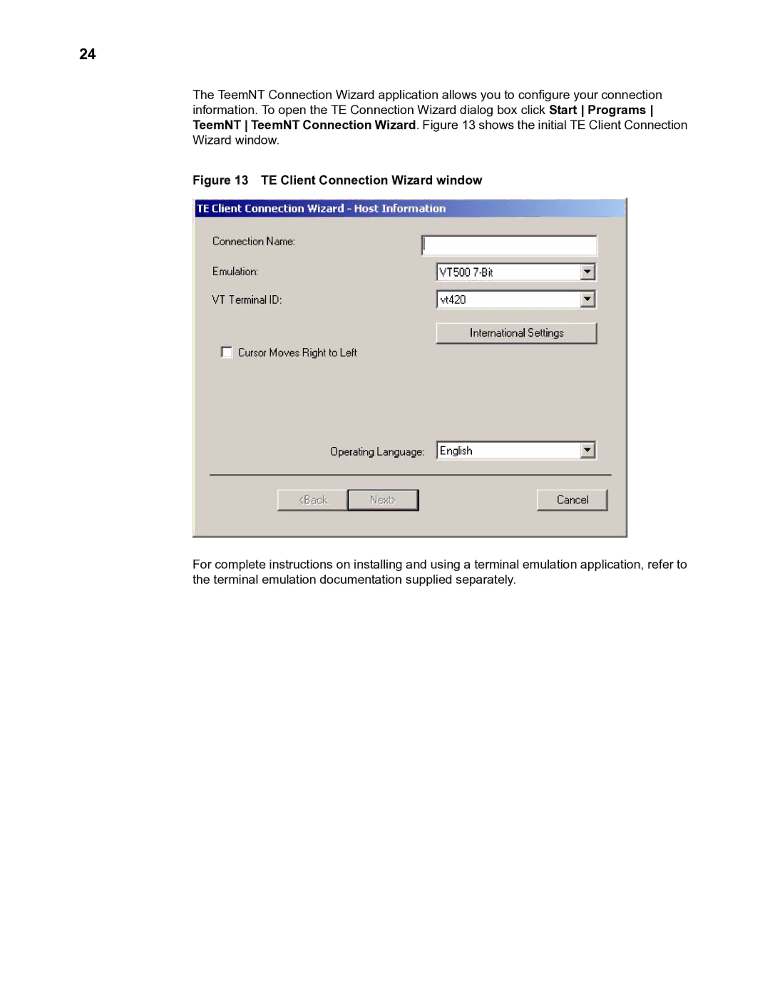 Wyse Technology TM 9000 Series manual TE Client Connection Wizard window 