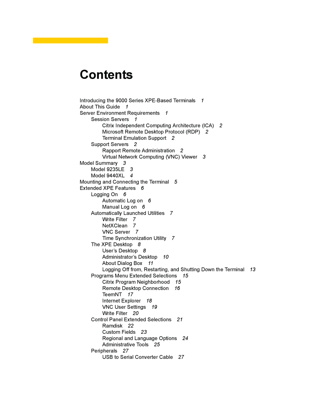 Wyse Technology WintermTM 9000 manual Contents 