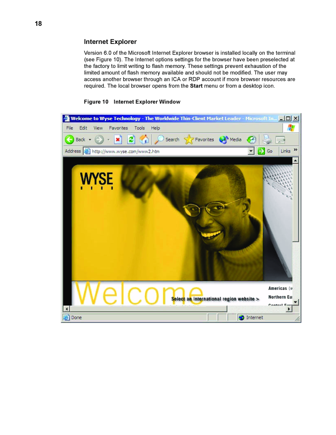 Wyse Technology WintermTM 9000 manual Internet Explorer Window 