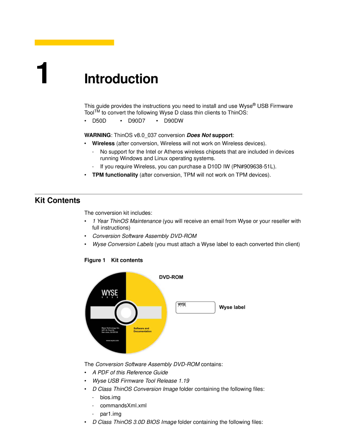 Wyse Technology wyse usb firmware tool manual Introduction, Kit Contents 