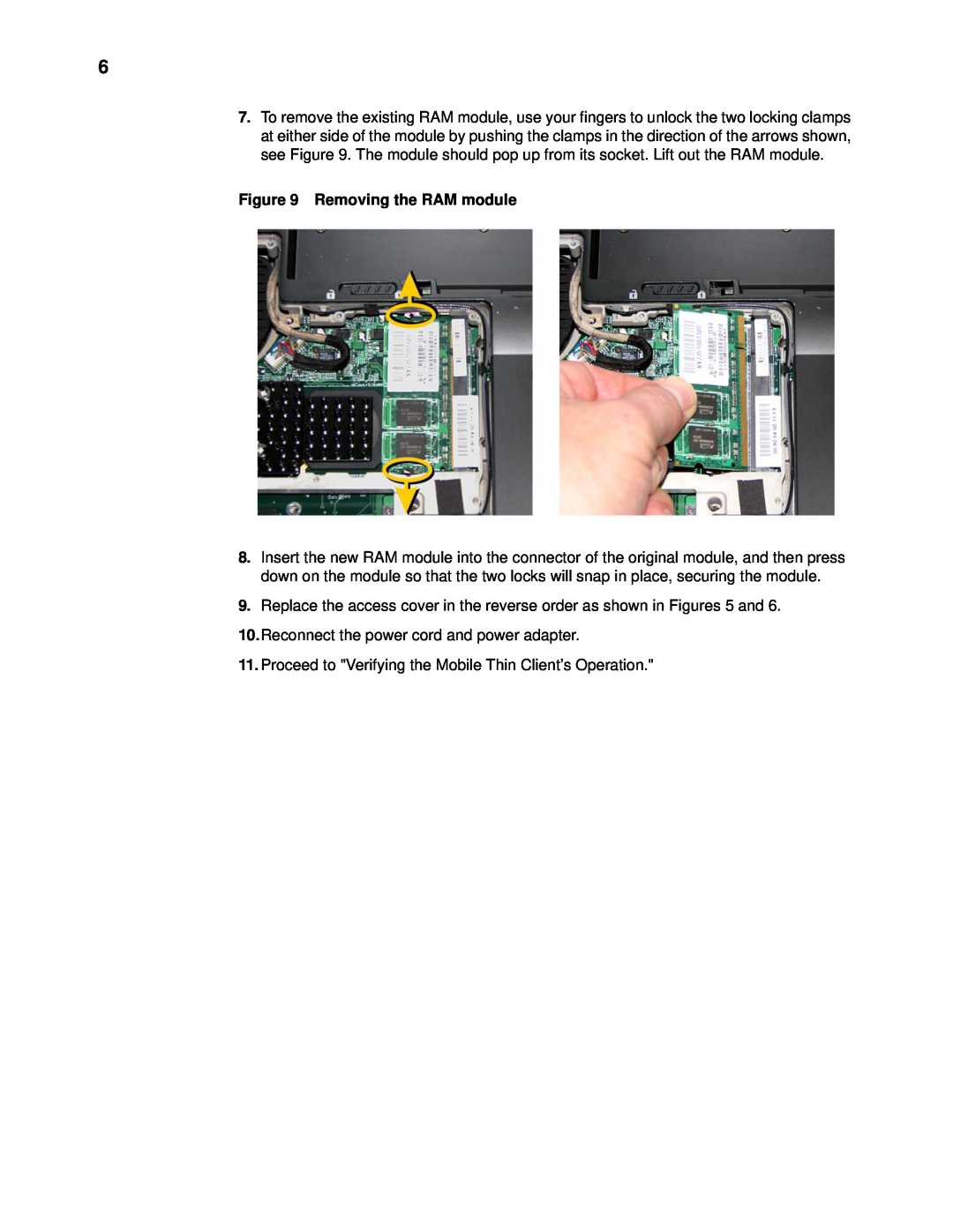 Wyse Technology X90e manual Removing the RAM module 