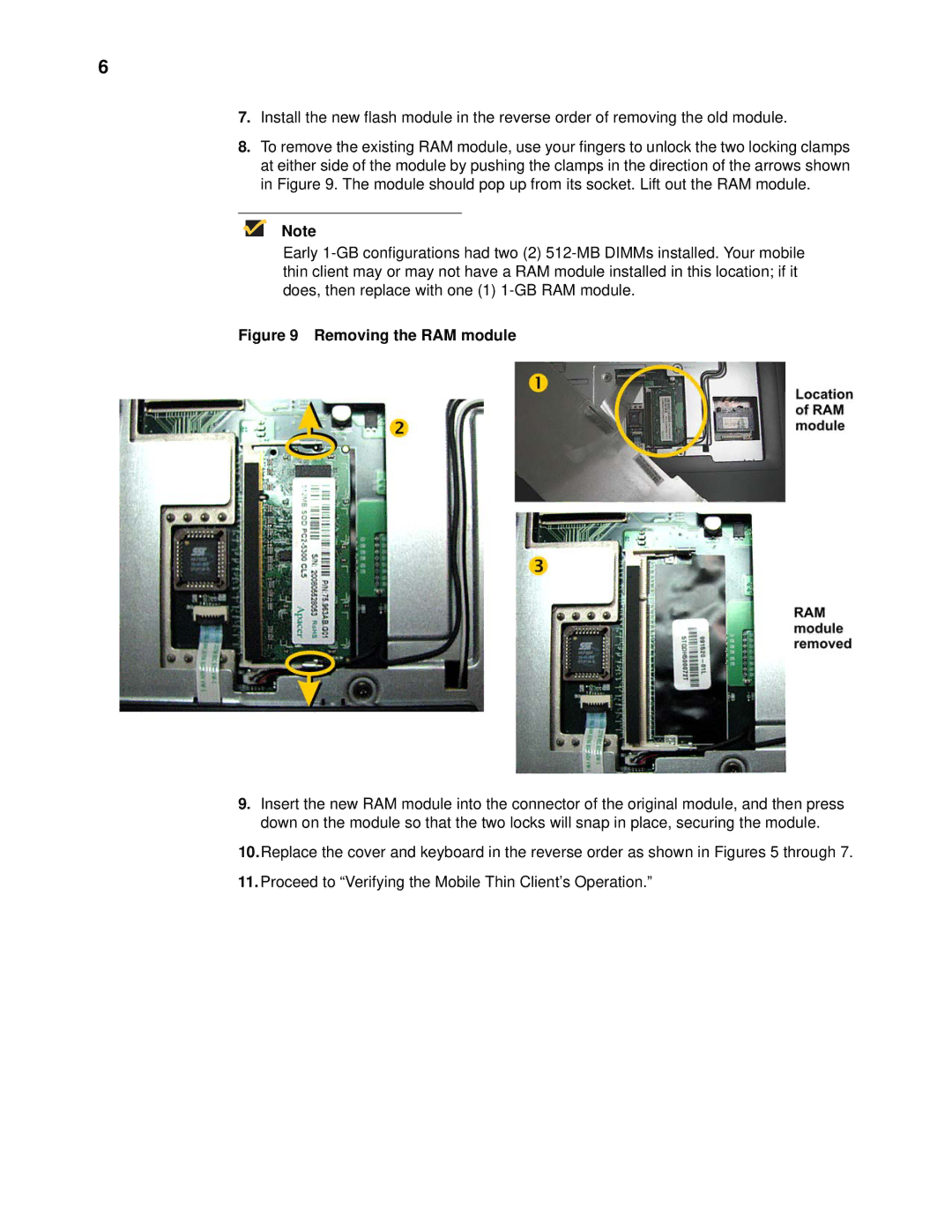 Wyse Technology X90LE manual Removing the RAM module 