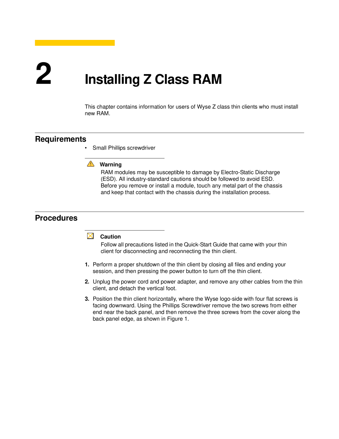 Wyse Technology Z90D7, Z90SW, Z90DW, Z90S7 manual Installing Z Class RAM, Requirements 