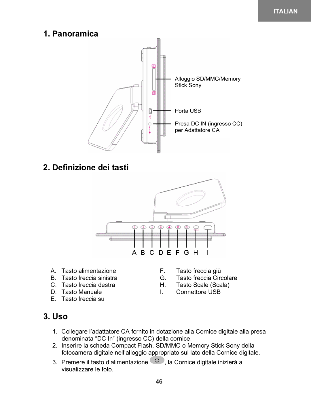 X-Micro Tech 100 user manual Panoramica, Definizione dei tasti 