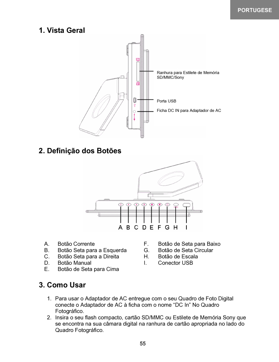 X-Micro Tech 100 user manual Vista Geral, Definição dos Botões, Como Usar 