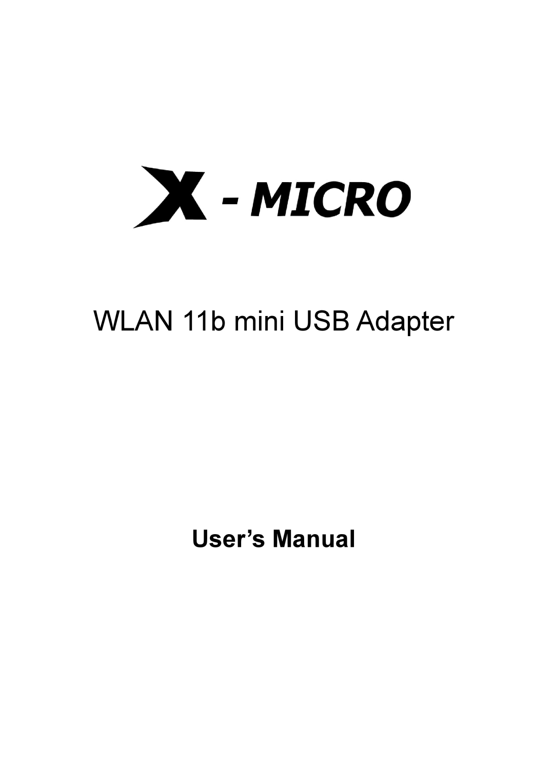 X-Micro Tech user manual Wlan 11b mini USB Adapter 