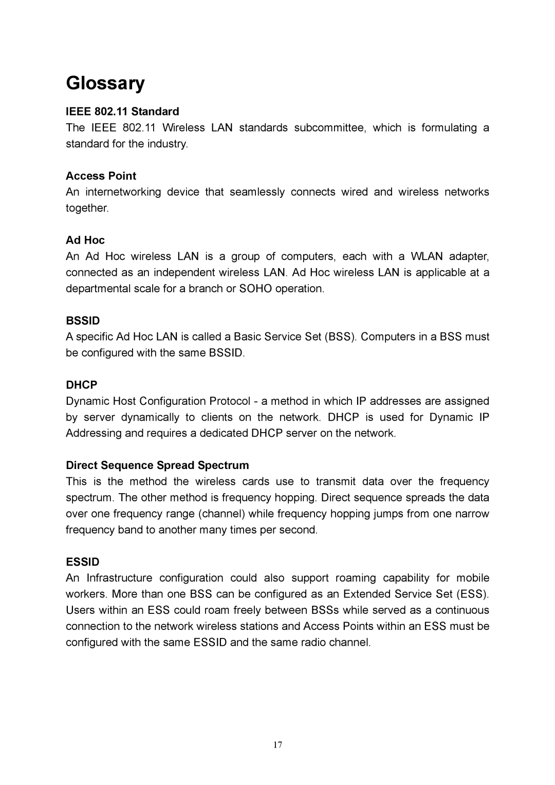 X-Micro Tech 11b mini user manual Bssid, Dhcp, Essid 