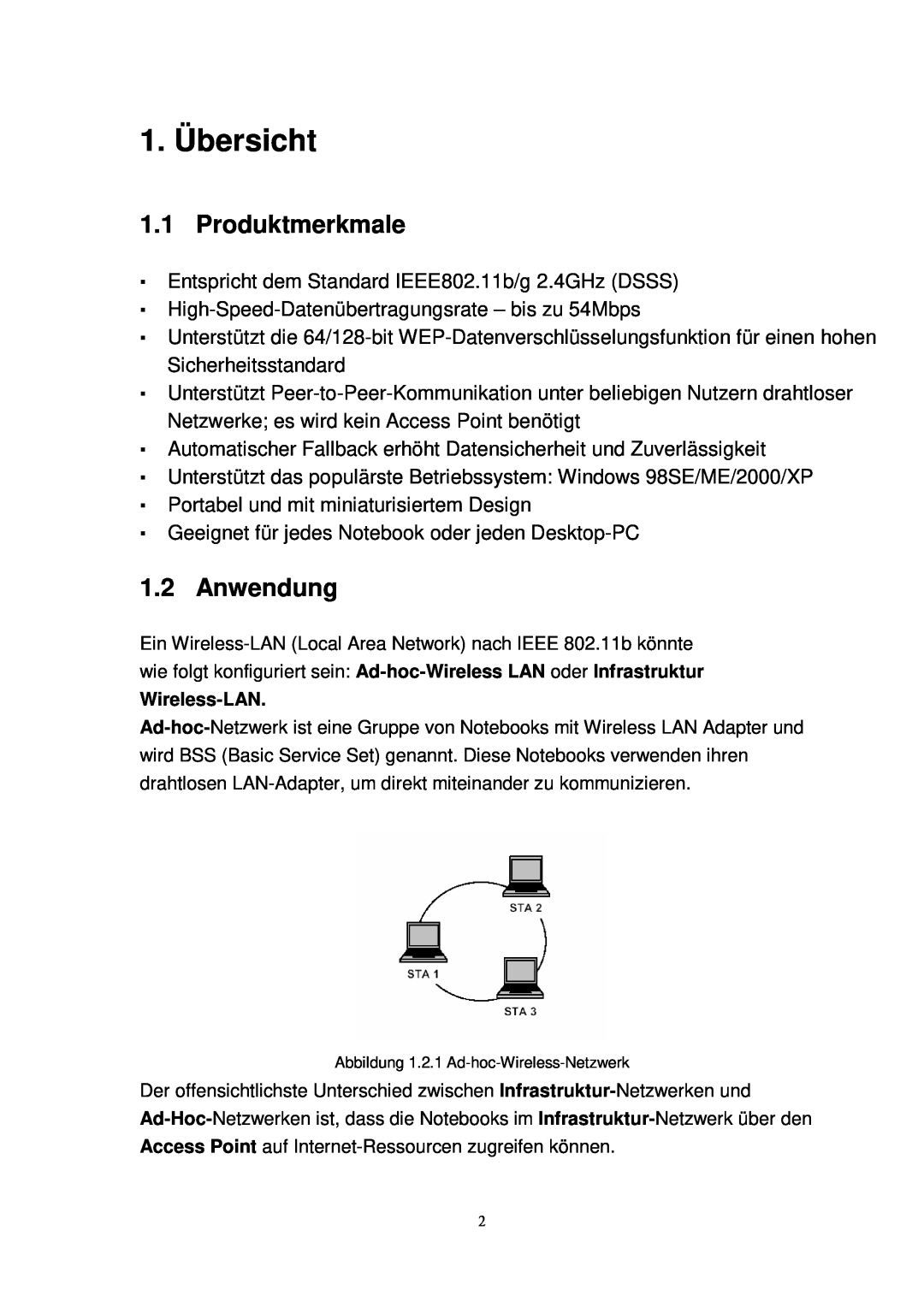 X-Micro Tech 11G manual 1. Übersicht, Produktmerkmale, Anwendung 