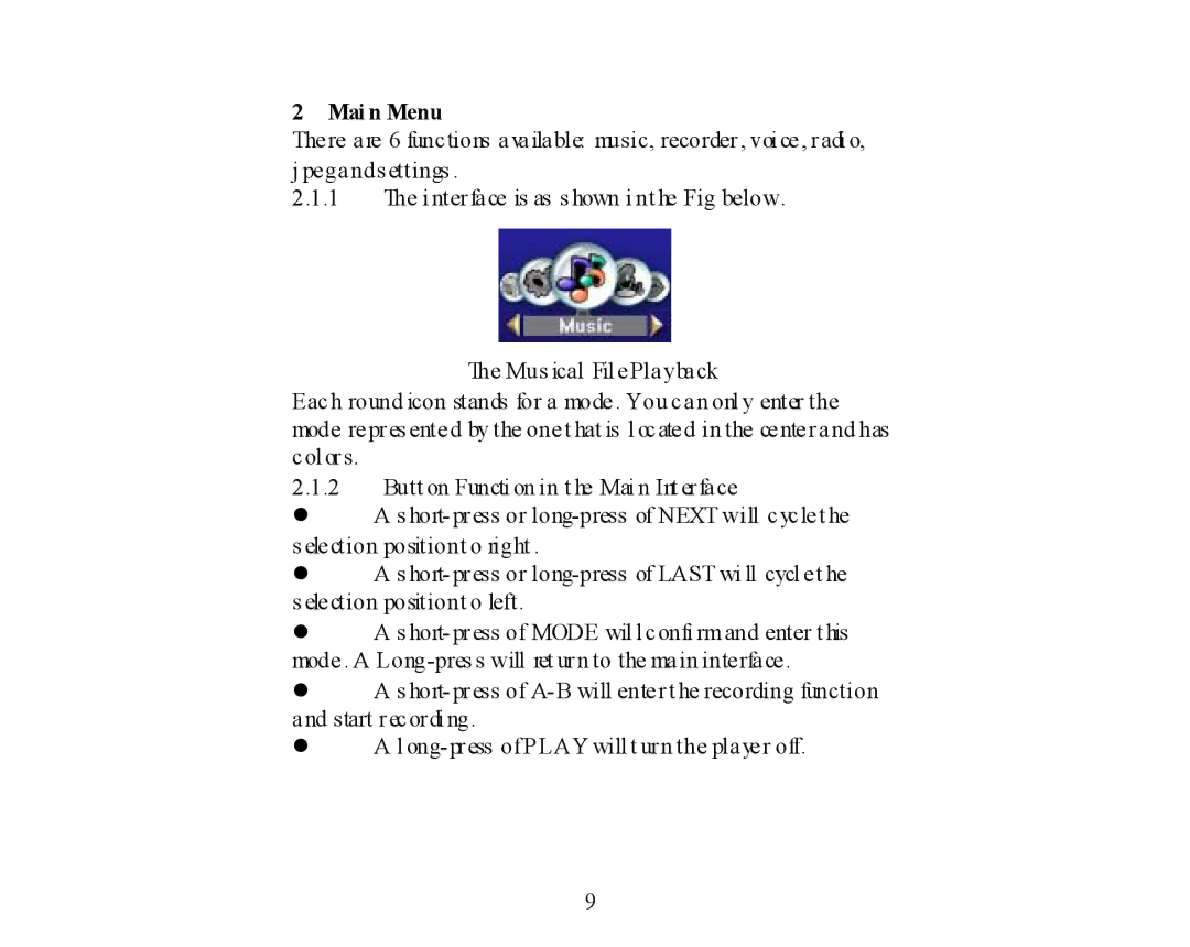 X-Micro Tech 400 user manual Mai n Menu 