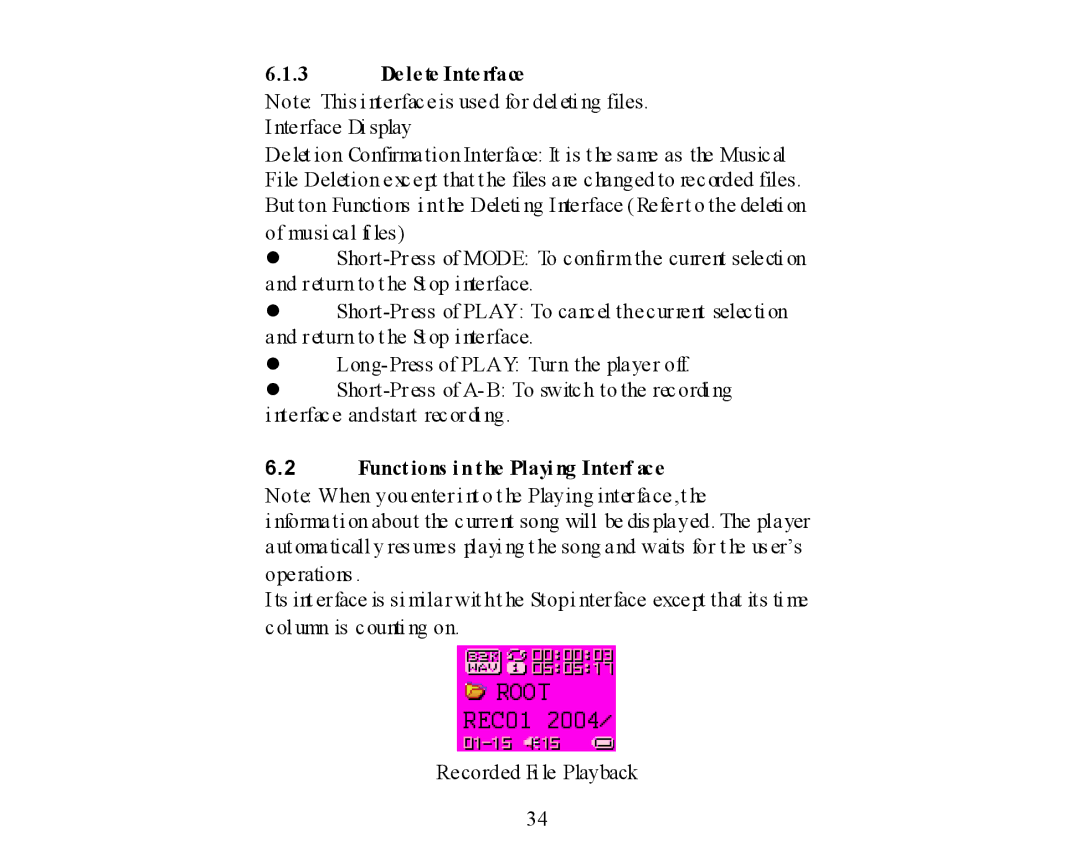 X-Micro Tech 400 user manual Delete Interface 