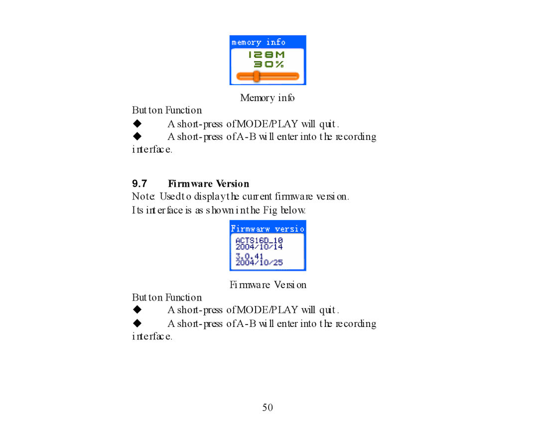 X-Micro Tech 400 user manual Firmware Version 