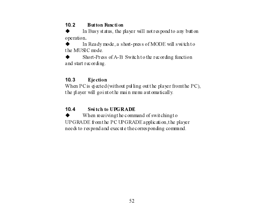 X-Micro Tech 400 user manual Ejection, Swi tch to Upgrade 