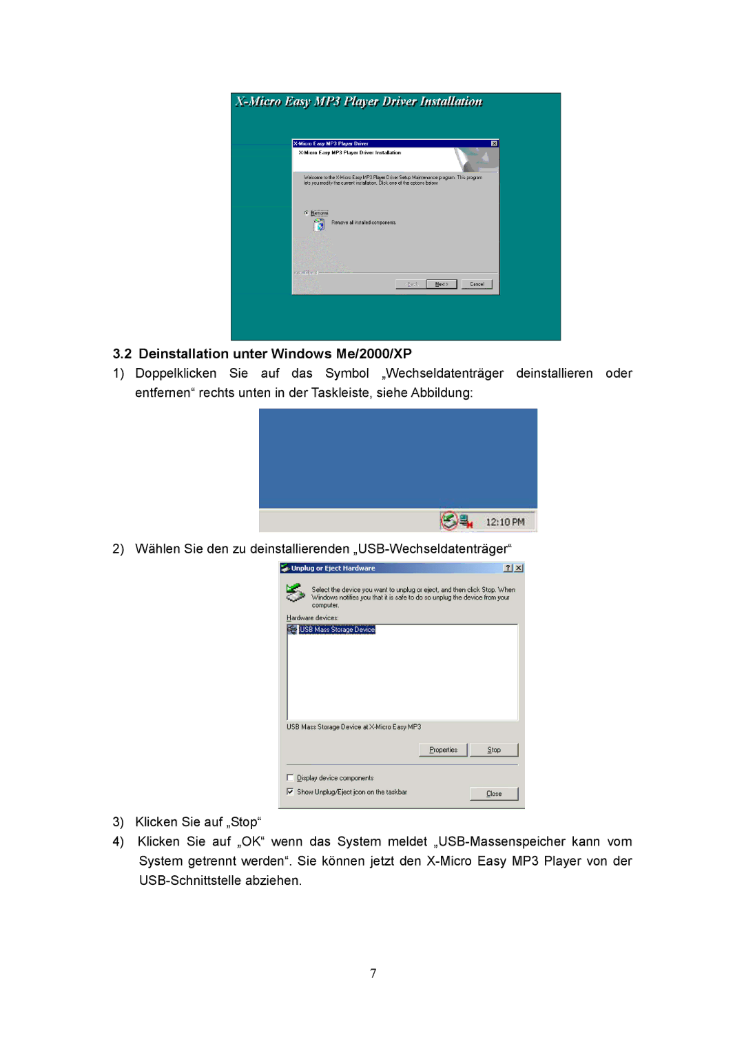 X-Micro Tech Easy user manual Deinstallation unter Windows Me/2000/XP 