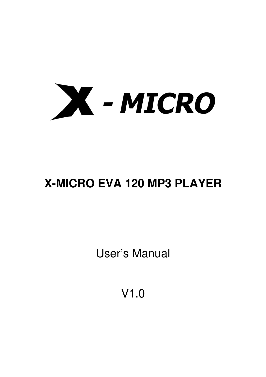 X-Micro Tech user manual Micro EVA 120 MP3 Player 