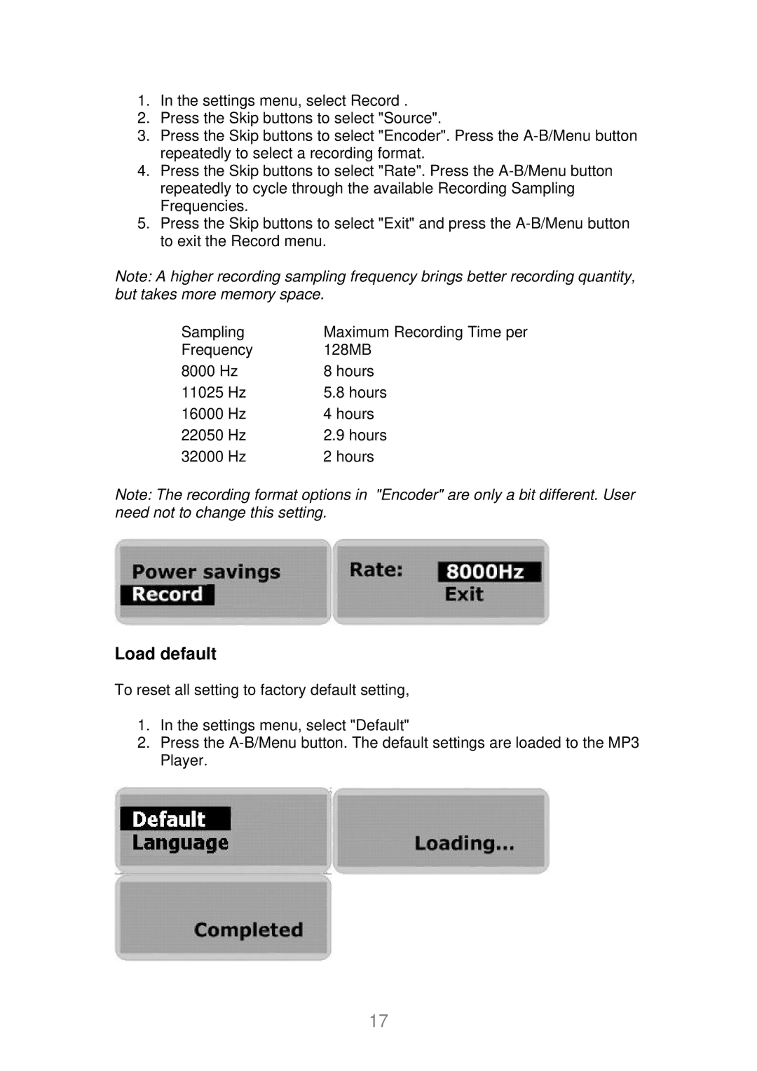 X-Micro Tech EVA 120 user manual Load default 